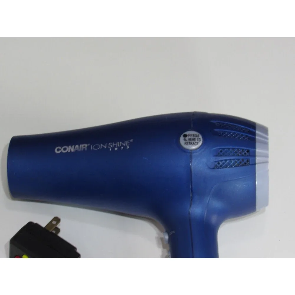Conair Ion Shine 1875 Hair Dryer Blue Retractable Cord 3 Heat 2 Speed Settings
